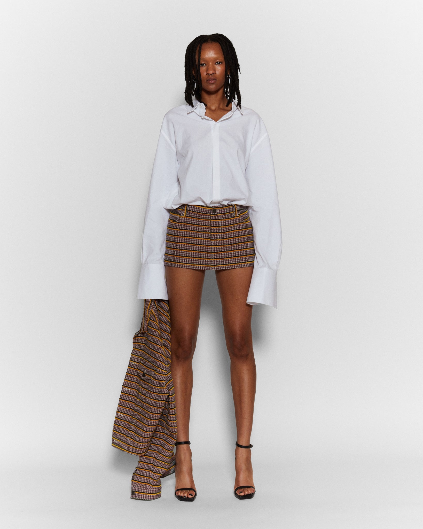 Chenille and Tweed "Fill Him" Mini Skirt