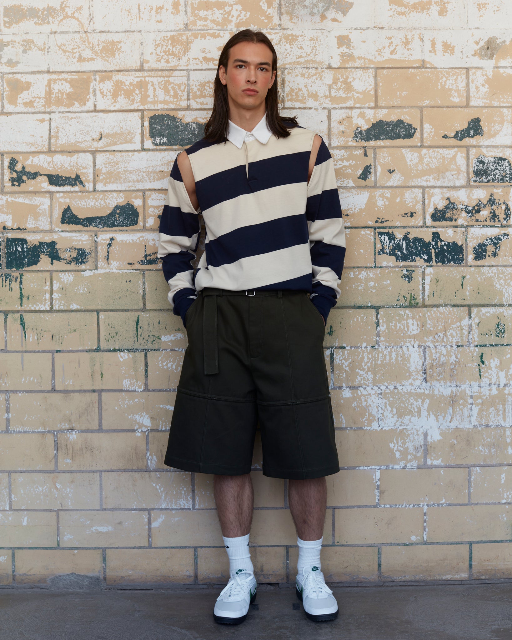 Navy/Ecru Striped "Pegasus" Polo