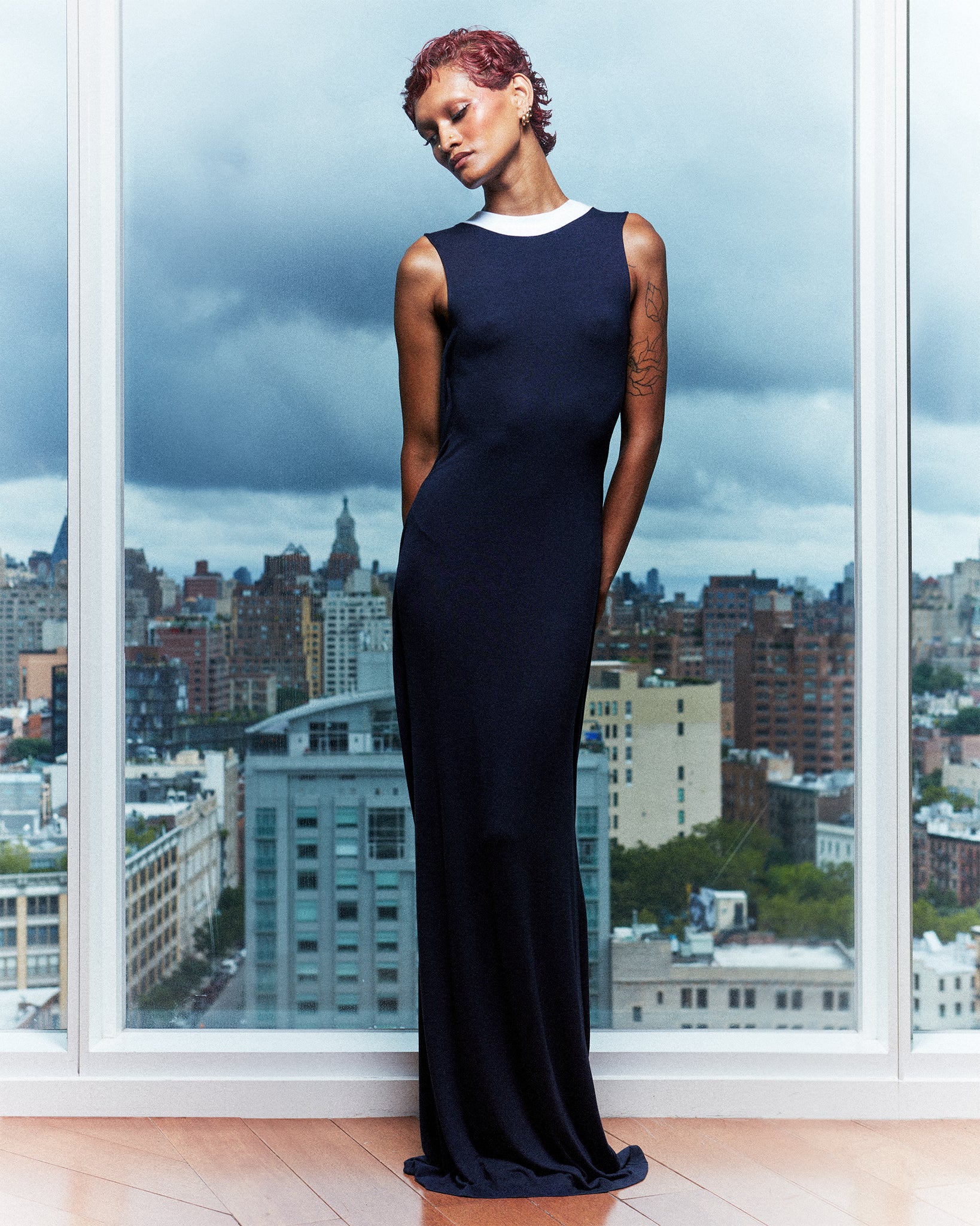 Navy "KORT" Maxi Dress