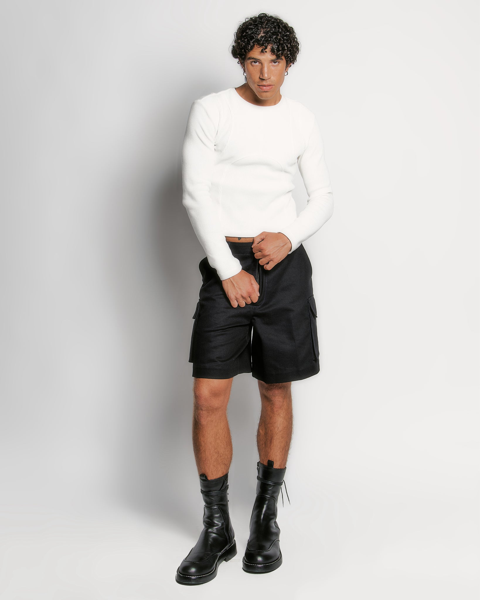 White "Dani L/S" Waffle