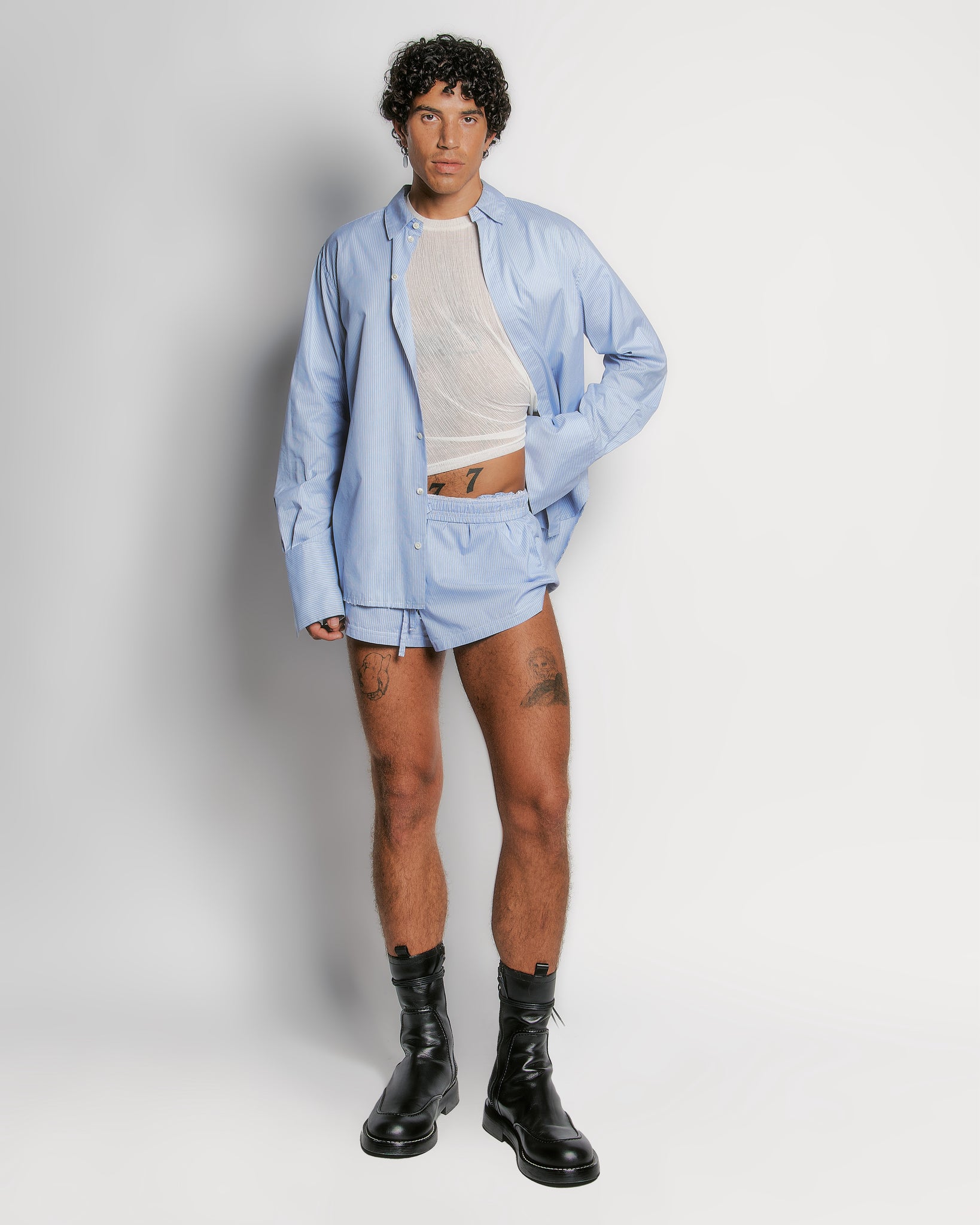 Striped Blue/White "Spliced Snider" Shirt