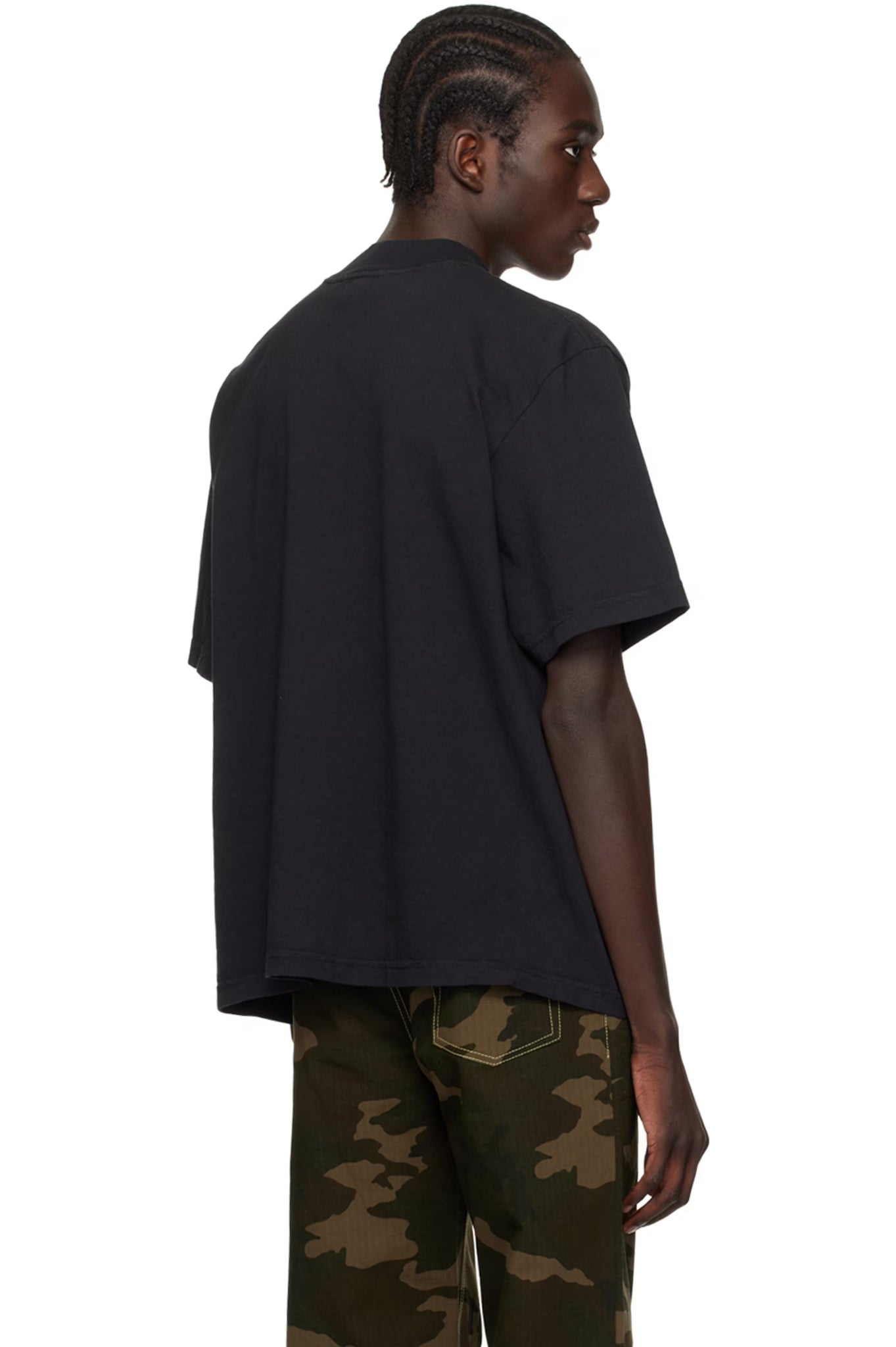 Black "M.B.H" Mock Neck Tee