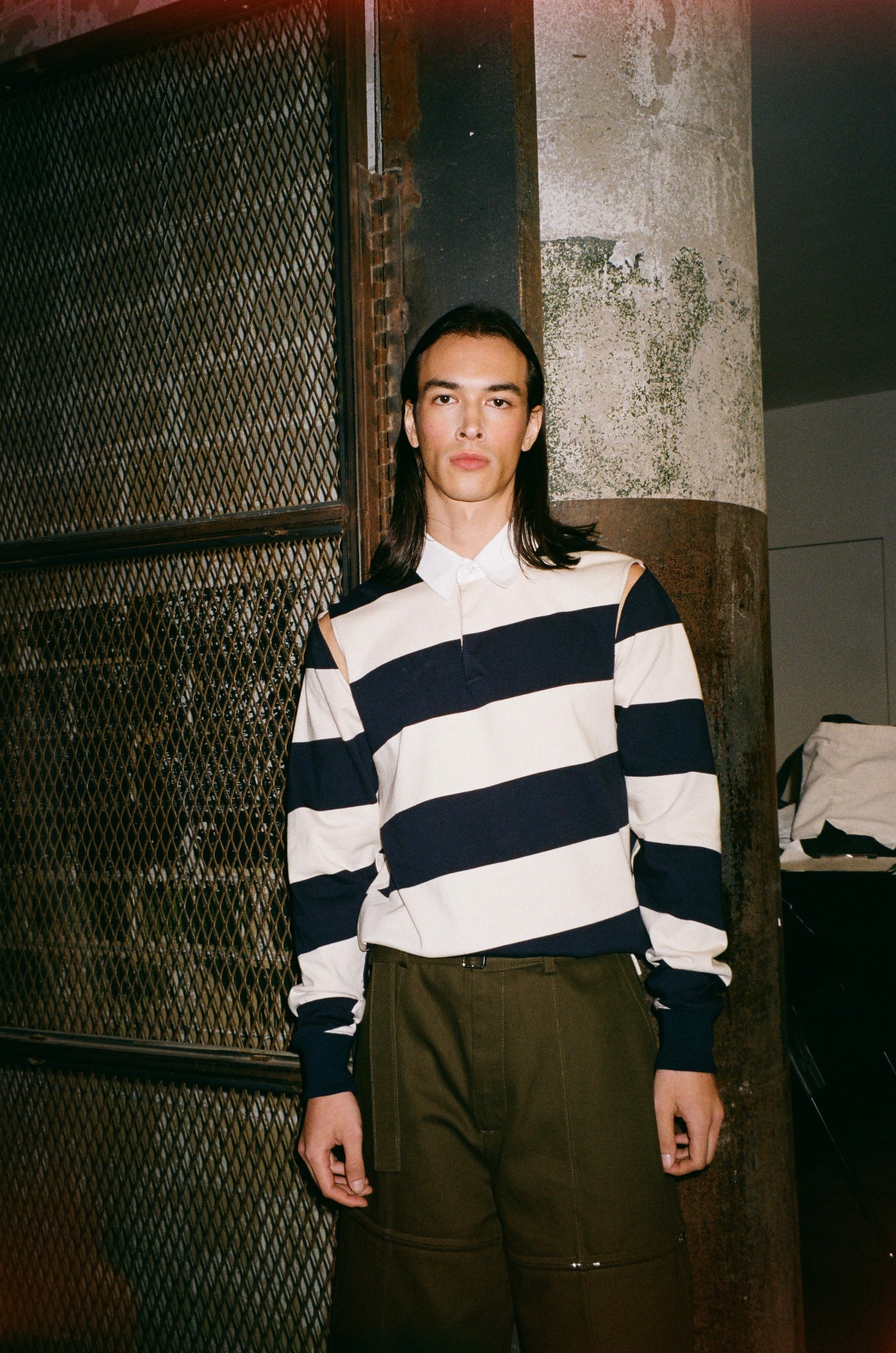 Navy/Ecru Striped "Pegasus" Polo