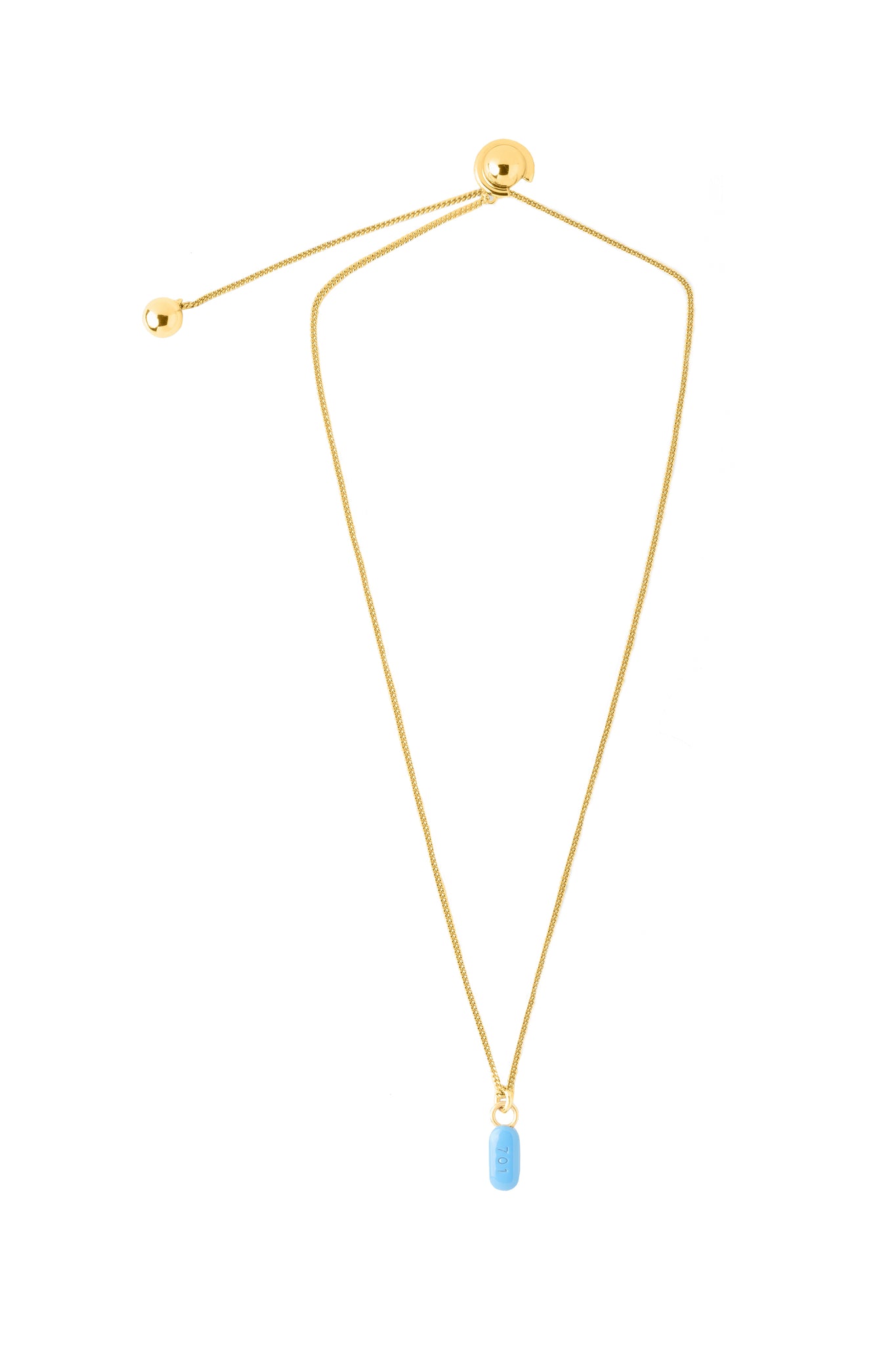 Gold/PrEP Blue "701" Drop Necklace