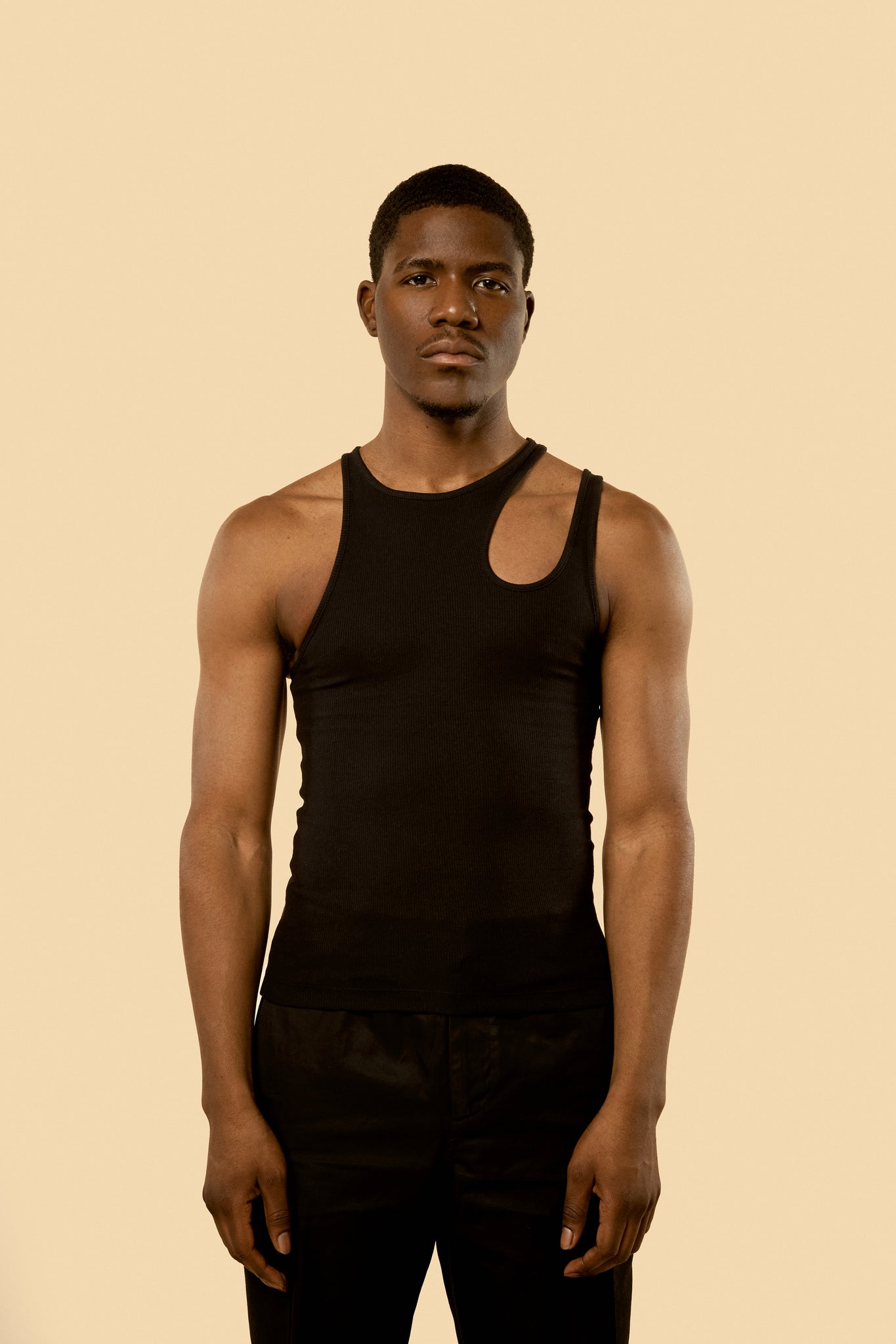 Black "Romain" Ribbed Tank