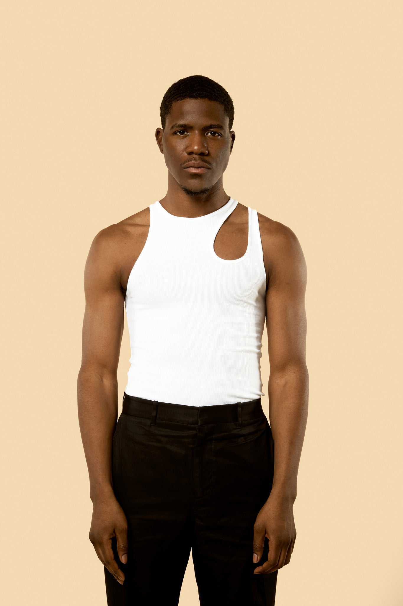 White "Romain" Ribbed Tank