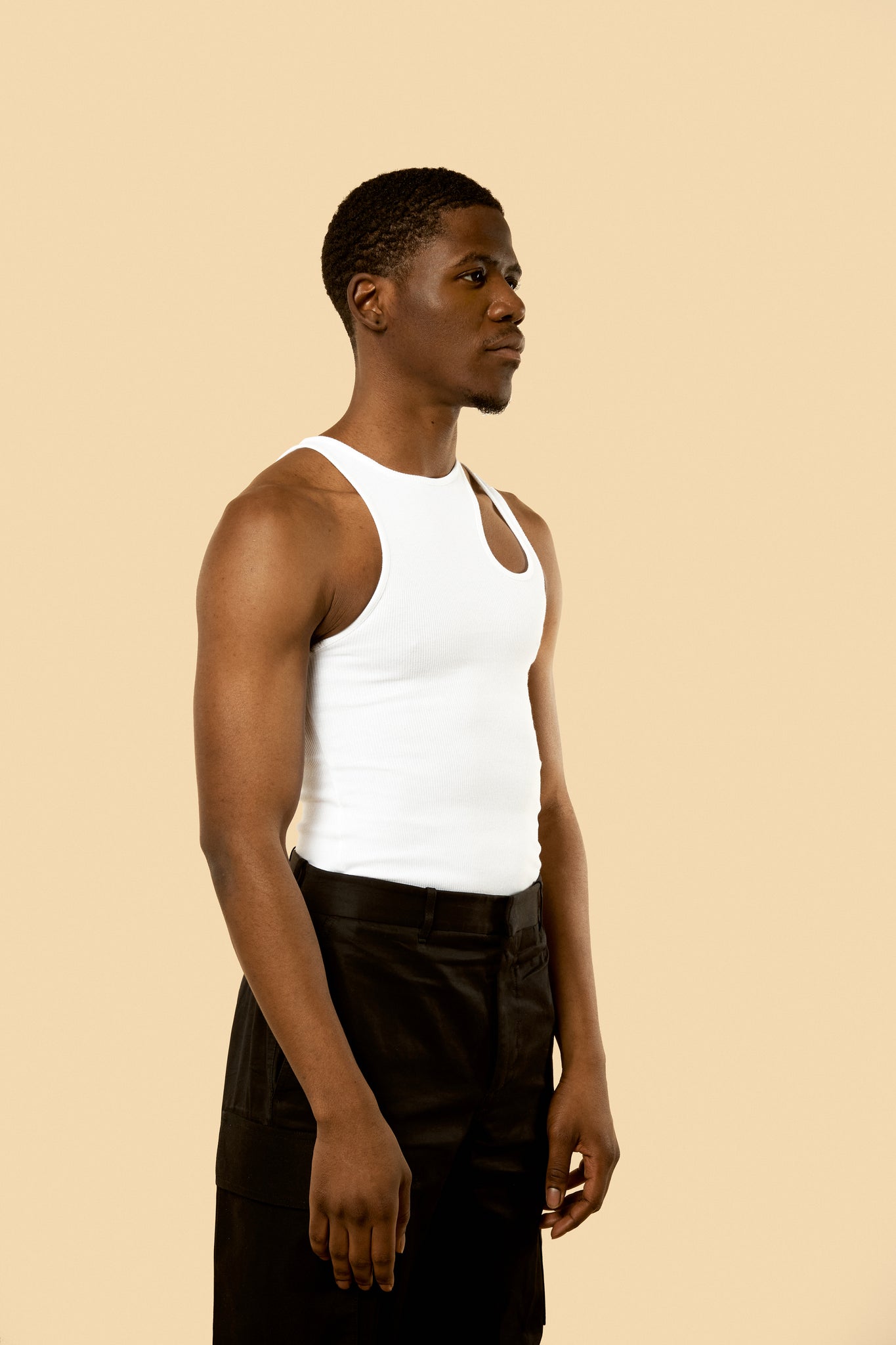 White "Romain" Ribbed Tank