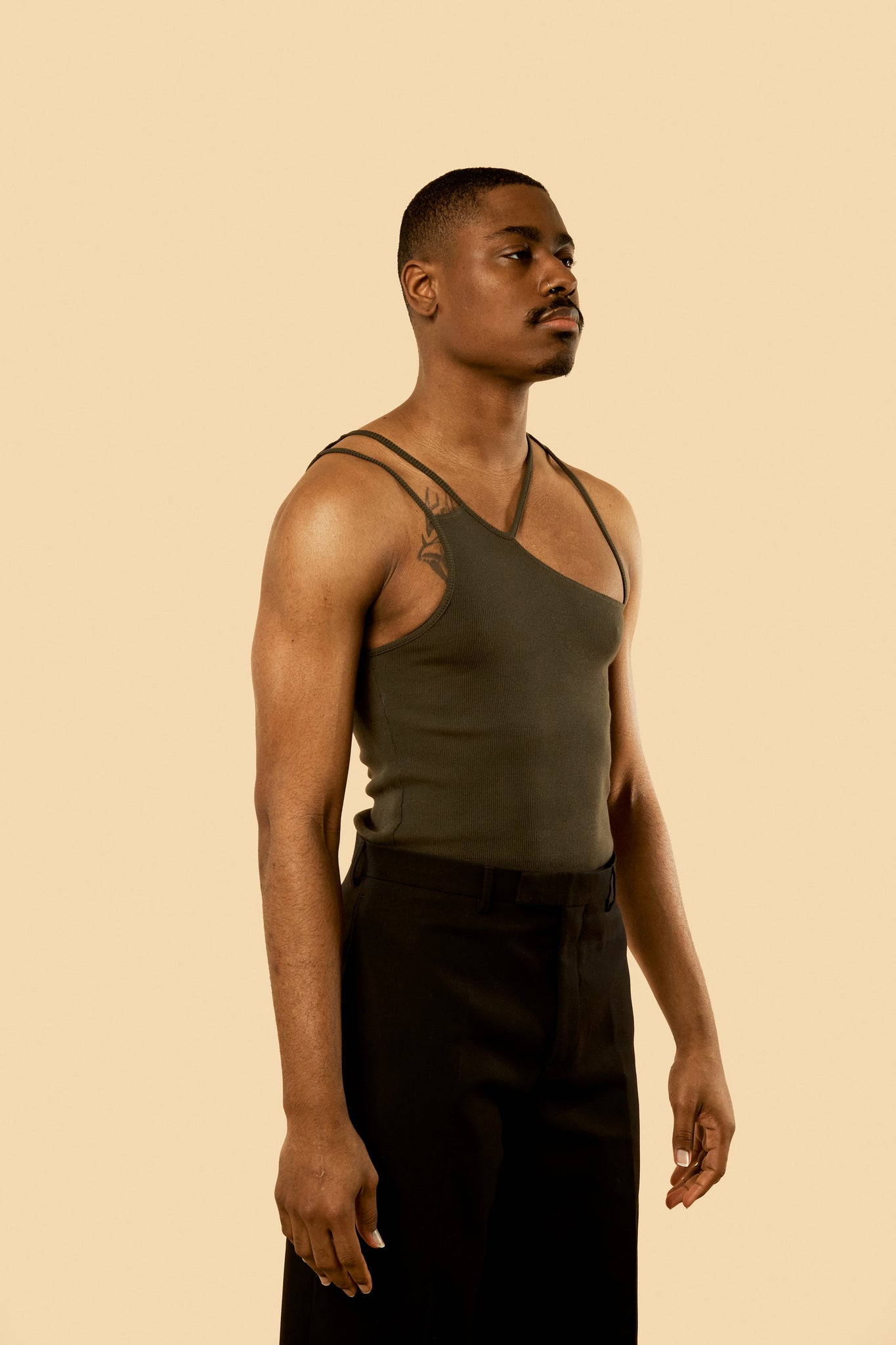 Dark Olive "FIST" Ribbed Tank