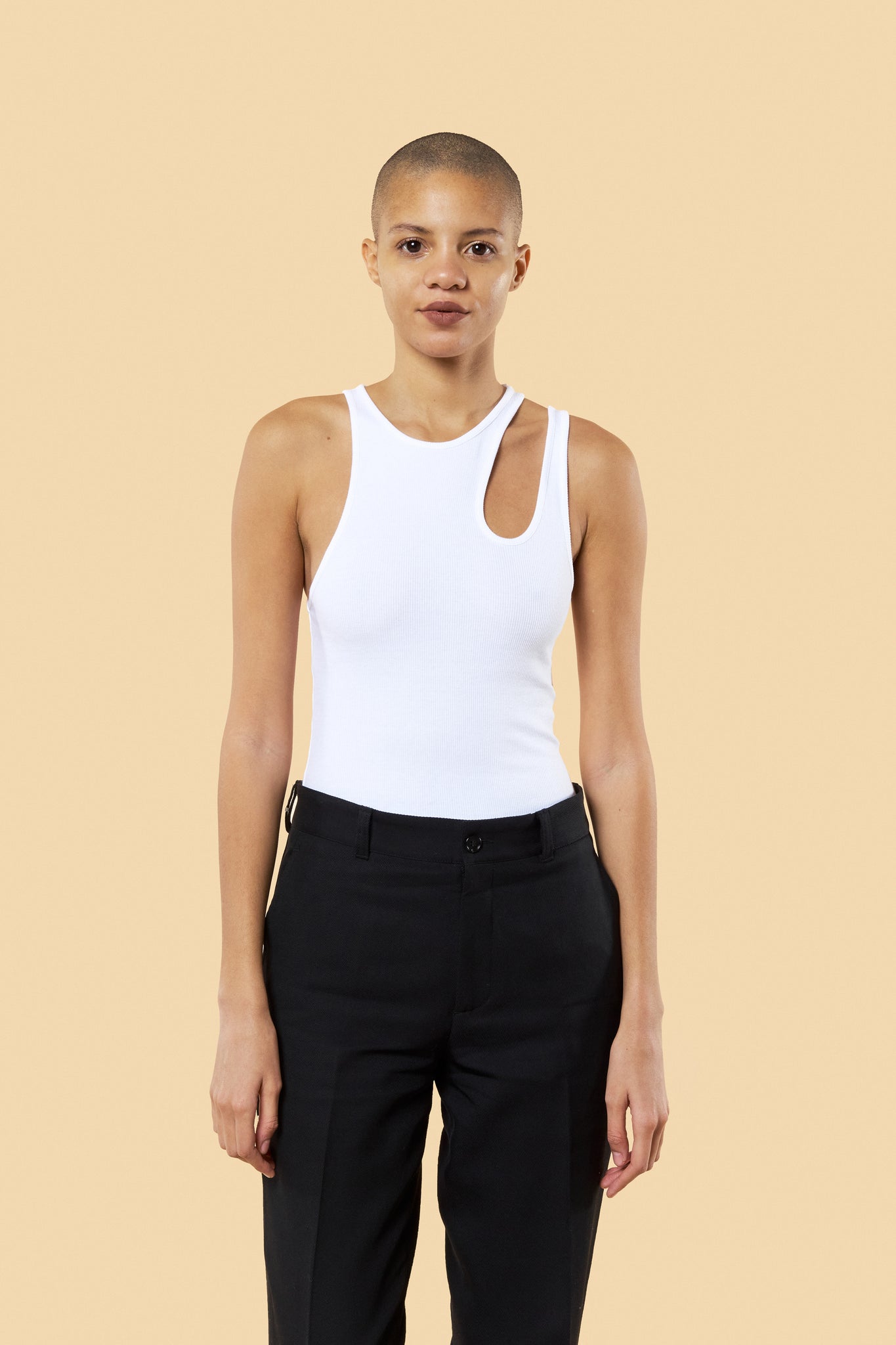 White "Romain" Ribbed Tank