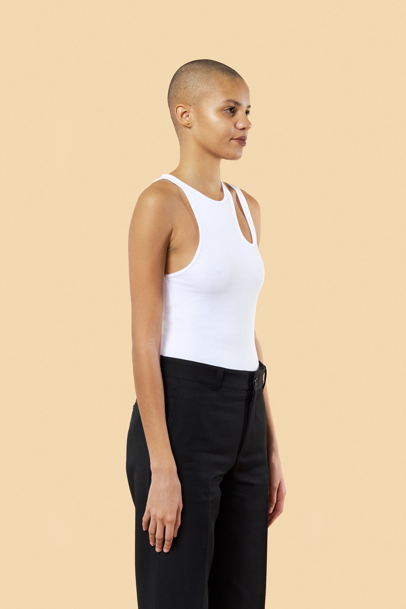 White "Romain" Ribbed Tank