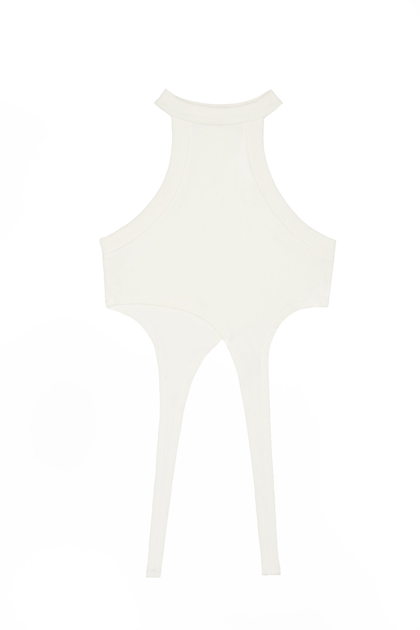 White "RaceHer" Ribbed Halter Tank